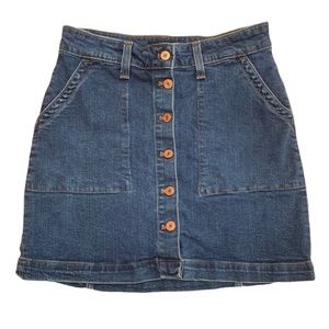 J Crew Blue Jean Mini Skirt w/ Buttons Women’s Size 2